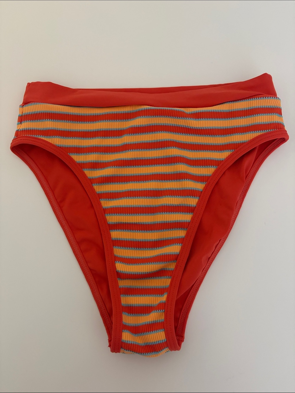 L Space Bitsy Cut Orange Multi Striped Bikini Bottom Size Small